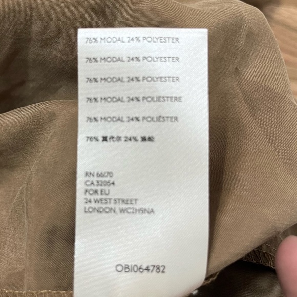 Free People Large Jordan Puff Short Sleeve Drop Ruffle Hem Midi Dress Tobacco - Picture 11 of 11